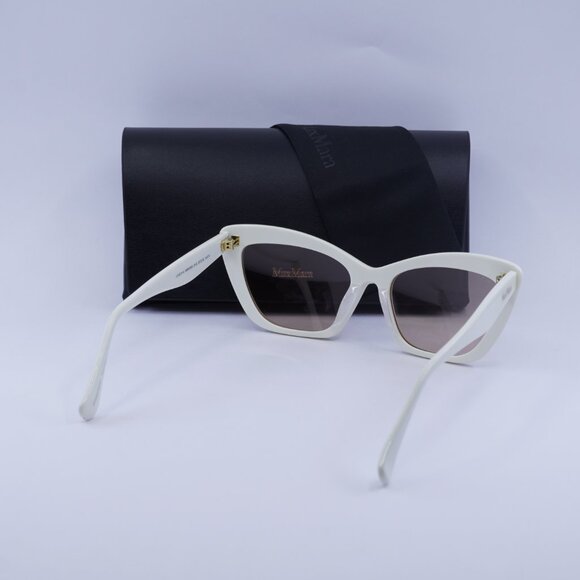 MaxMara LOGO14 MM0063 21G Cat Eye Sunglasses - White/Brown Mirror - Picture 11 of 11